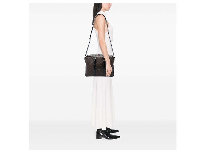 Bolsa de Negócios Porte Documents Jour Louis Vuitton Monogram Macassar Castanha - vista 5