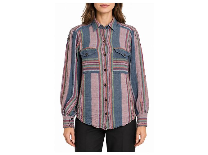 Masscob, camicia a righe multicolore - vista 7