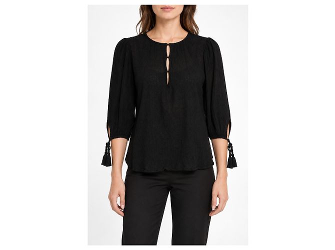 Antik Batik, Lilou Bluse gekräuselt schwarz - Ansicht 2