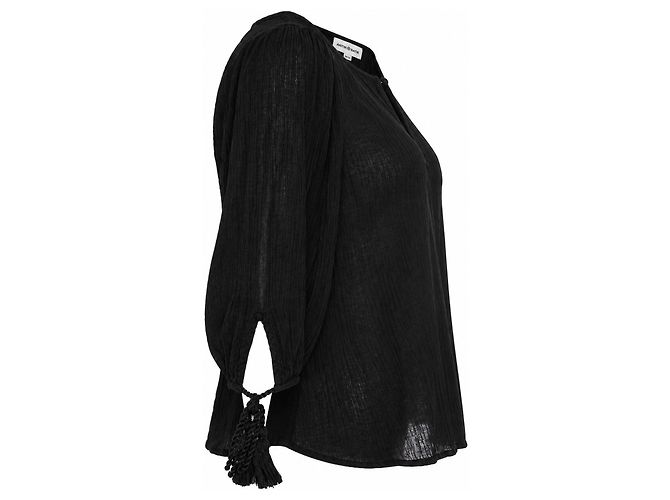 Antik Batik, Lilou Bluse gekräuselt schwarz - Ansicht 3