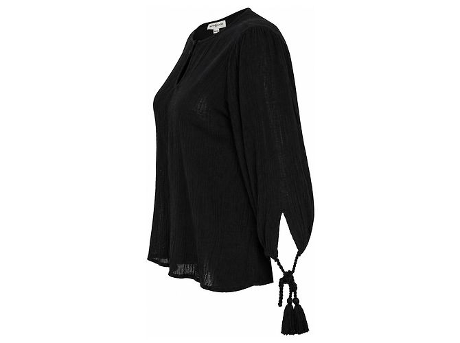 Antik Batik, Lilou Bluse gekräuselt schwarz - Ansicht 4