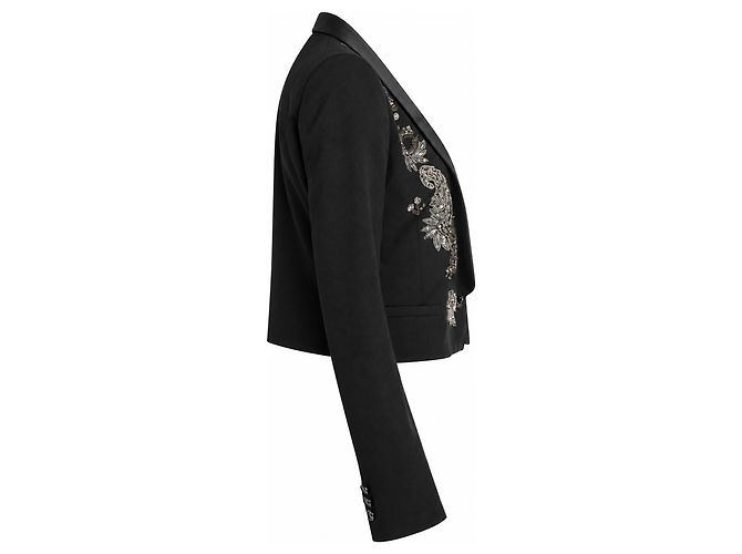 Balmain, americana corta negra adornada - vista 2