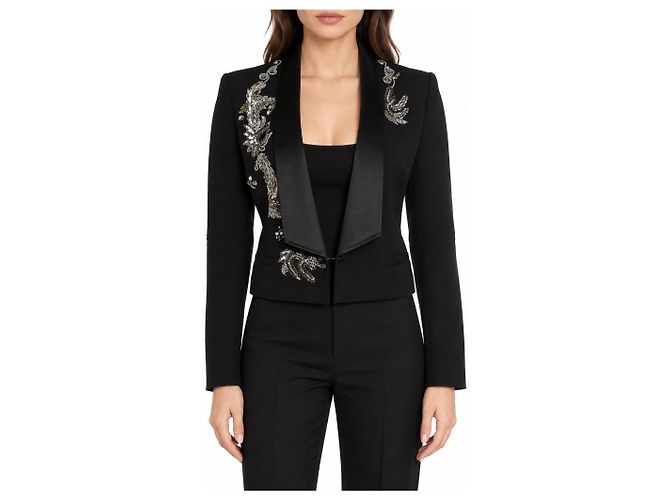 Balmain, americana corta negra adornada - vista 5