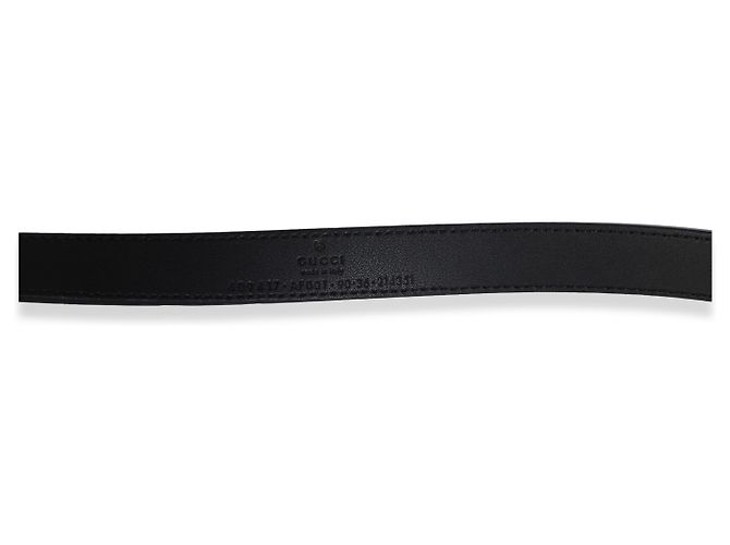 Gucci Marmont schmaler Gürtel aus schwarzem Kalbsleder mit verschränktem GG 90/36 - Ansicht 2