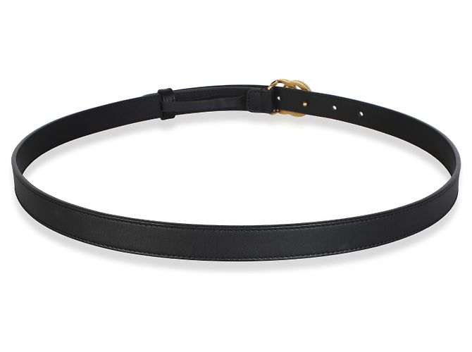Gucci Marmont schmaler Gürtel aus schwarzem Kalbsleder mit verschränktem GG 90/36 - Ansicht 4
