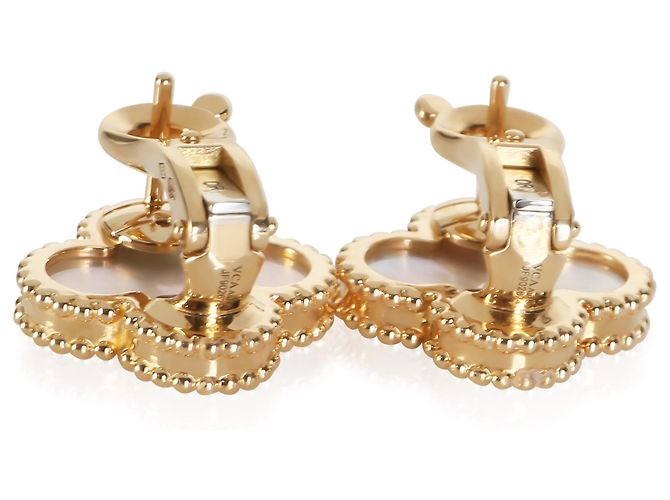 Orecchini Van Cleef & Arpels Yellow Gold Mother Of Pearl Vintage Alhambra - vista 2