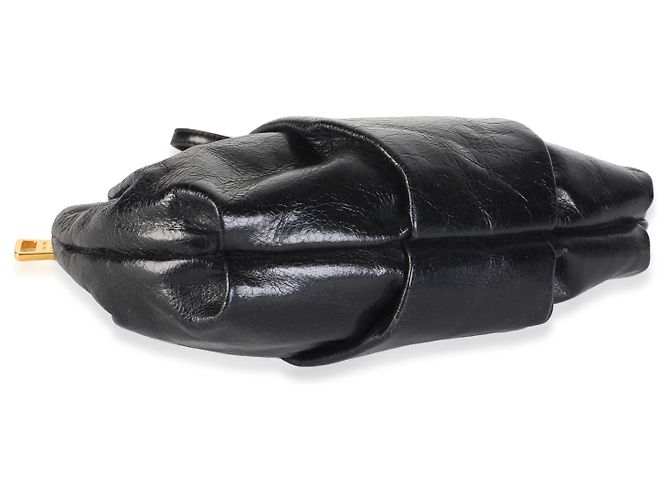 Clutch de muñeca Prada en Vitello Shine plisado con lazo, negra - vista 7
