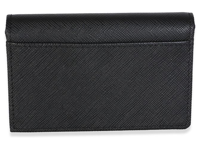 Prada Kartenetui mit Klappe aus schwarzem Saffiano-Leder mit Logo - Ansicht 2