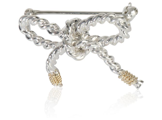 Broche de lazo Tiffany & Co. en oro amarillo y plata de ley - vista 2