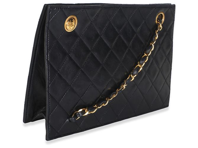 Chanel Vintage Timeless Small Schultertasche aus schwarzem gestepptem Lammleder - Ansicht 2