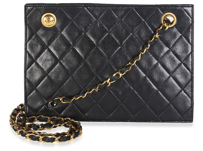 Chanel Vintage Timeless Small Schultertasche aus schwarzem gestepptem Lammleder - Ansicht 8