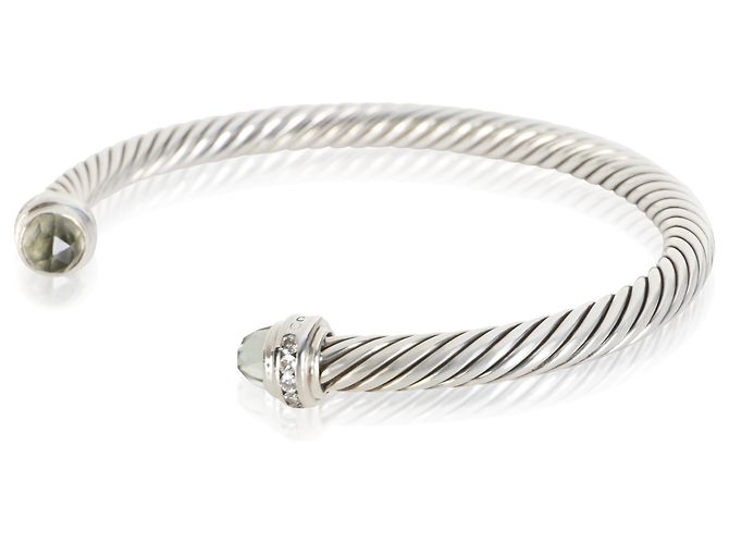 Pulseira Cable Classic David Yurman em prata esterlina, prasiolita e diamantes - vista 3