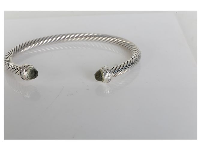 Pulseira Cable Classic David Yurman em prata esterlina, prasiolita e diamantes - vista 5