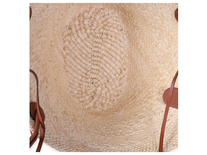 Cesto Tote Small Anagram Loewe em pele de vitela Natural Tan e ráfia - vista 5