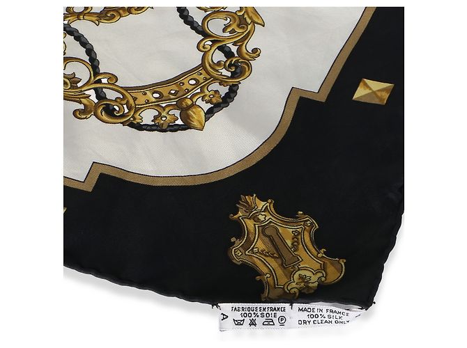 Lenço Hermès Les Cles 90 em seda Cream Black - vista 2