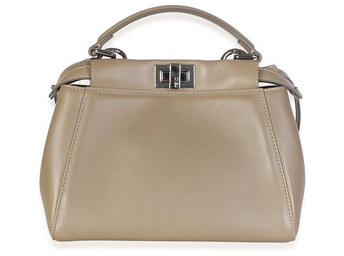 Borsa Satchel Mini Peekaboo Iconic Fendi in Nappa Tortora - vista 2