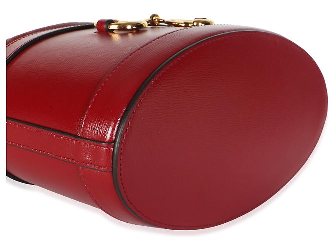 Borsa secchiello con coulisse Gucci Horsebit 1955 in pelle di vitello rossa - vista 5
