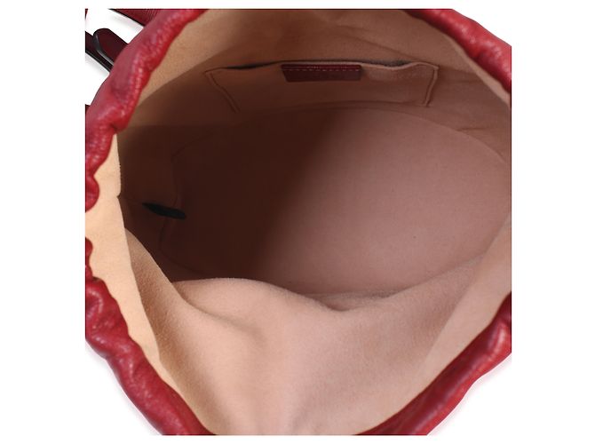 Borsa secchiello con coulisse Gucci Horsebit 1955 in pelle di vitello rossa - vista 6