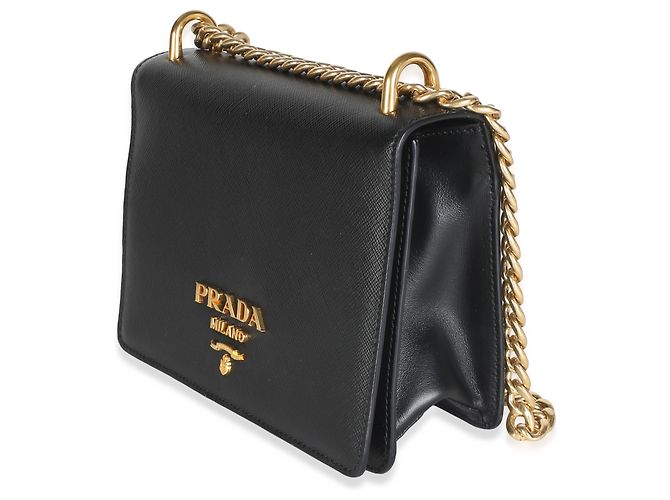 Prada Black Saffiano Logo Chain Flap Bag - view 3