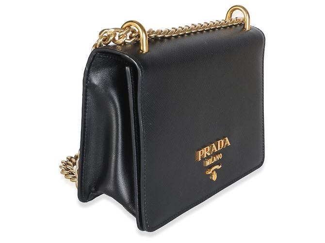 Prada Black Saffiano Logo Chain Flap Bag - view 4