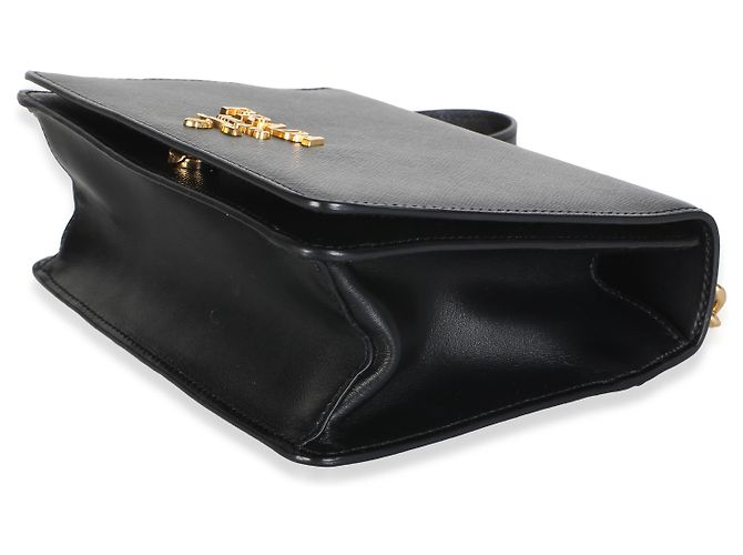 Prada Black Saffiano Logo Chain Flap Bag - view 6