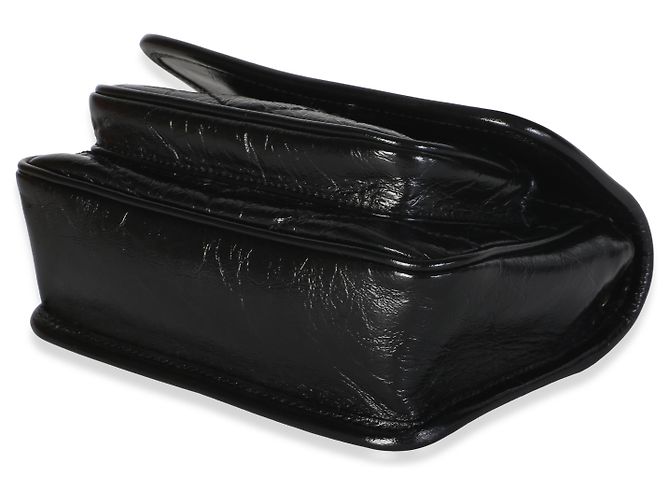 Autre Marque Borsa Saint Laurent Mini Niki in pelle di vitello matelassé nera stropicciata con catena - vista 6