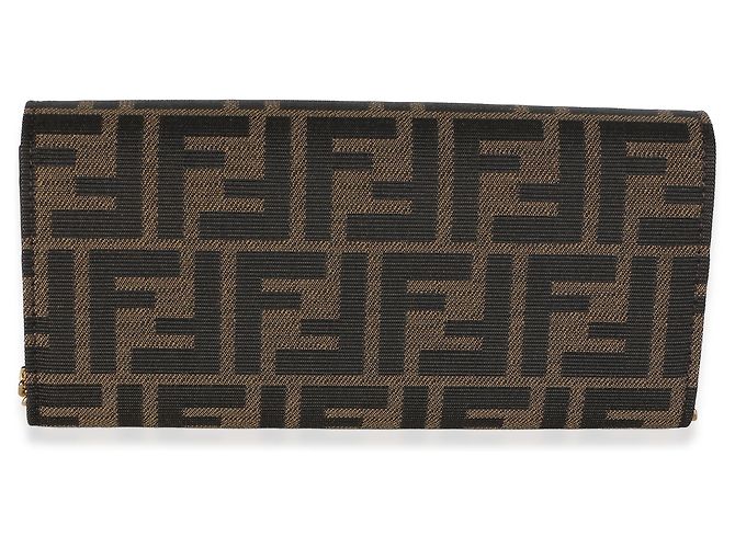 Fendi Brown FF Jacquard Canvas Baguette Wallet On Chain - Ansicht 2