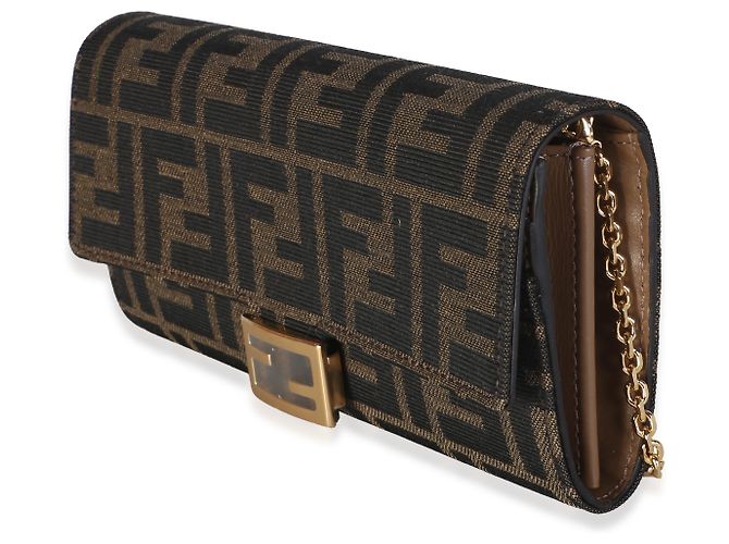 Fendi Brown FF Jacquard Canvas Baguette Wallet On Chain - Ansicht 3