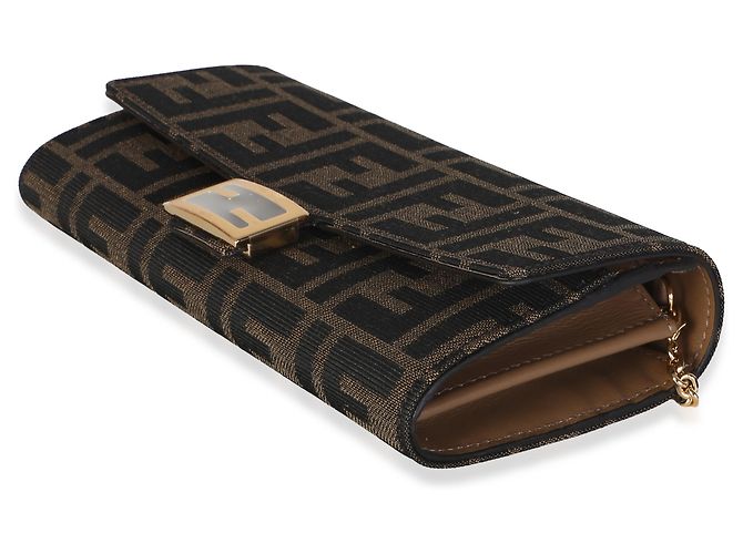 Fendi Brown FF Jacquard Canvas Baguette Wallet On Chain - Ansicht 6