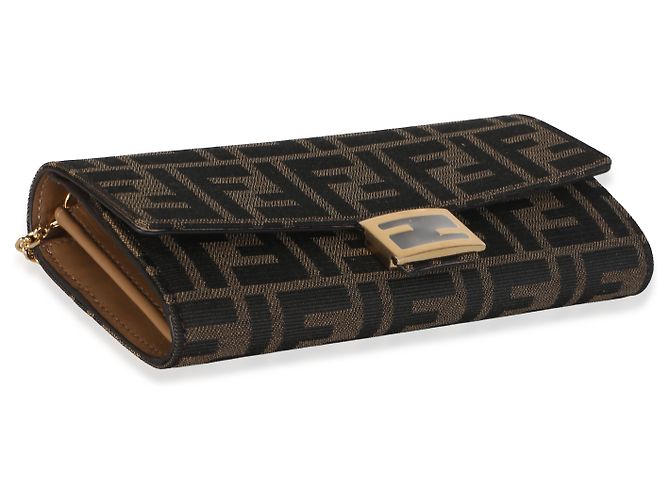 Fendi Brown FF Jacquard Canvas Baguette Wallet On Chain - Ansicht 7