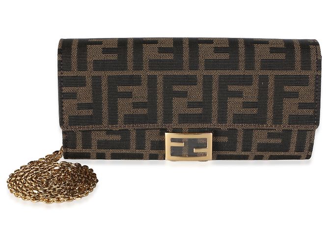 Fendi Brown FF Jacquard Canvas Baguette Wallet On Chain - Ansicht 8
