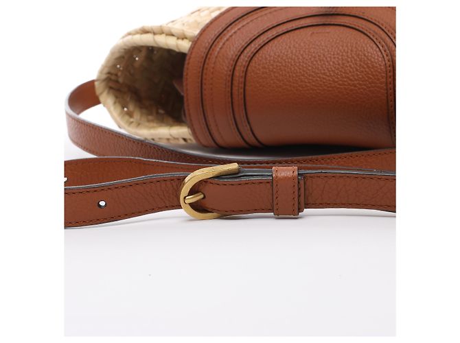 Chloé Borsa a tracolla Chloe Marcie Small in rafia x pelle Beige × Brown - vista 10