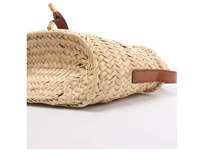 Chloé Borsa a tracolla Chloe Marcie Small in rafia x pelle Beige × Brown - vista 8