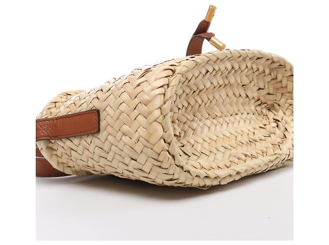 Chloé Borsa a tracolla Chloe Marcie Small in rafia x pelle Beige × Brown - vista 9