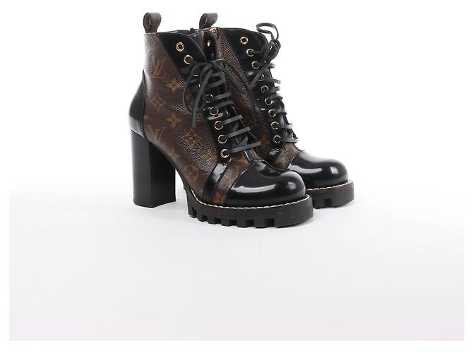 Botines Louis Vuitton Star Trail Monogram & Leather en Brown x Black MA0159, Talla EU 38 - vista 2