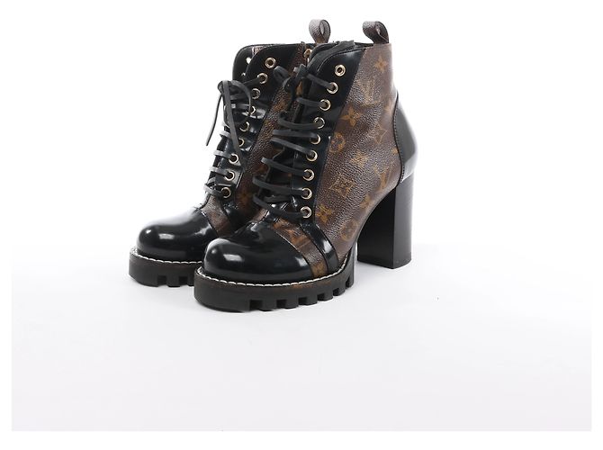 Botines Louis Vuitton Star Trail Monogram & Leather en Brown x Black MA0159, Talla EU 38 - vista 4