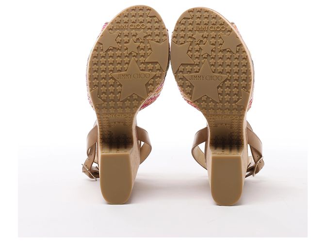 Sandali Jimmy Choo Deven in pelle x tessuto, Beige, Taglia EU 37 - vista 10