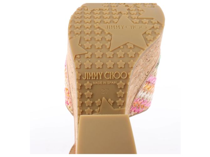 Sandali Jimmy Choo Deven in pelle x tessuto, Beige, Taglia EU 37 - vista 11