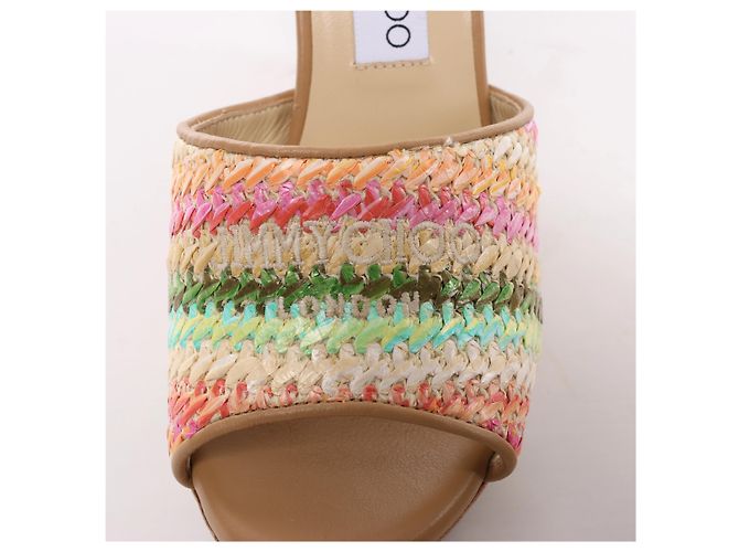 Sandali Jimmy Choo Deven in pelle x tessuto, Beige, Taglia EU 37 - vista 13