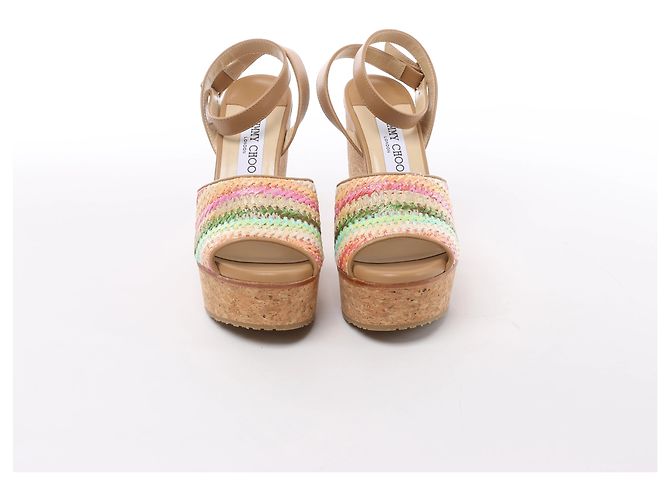 Sandali Jimmy Choo Deven in pelle x tessuto, Beige, Taglia EU 37 - vista 3