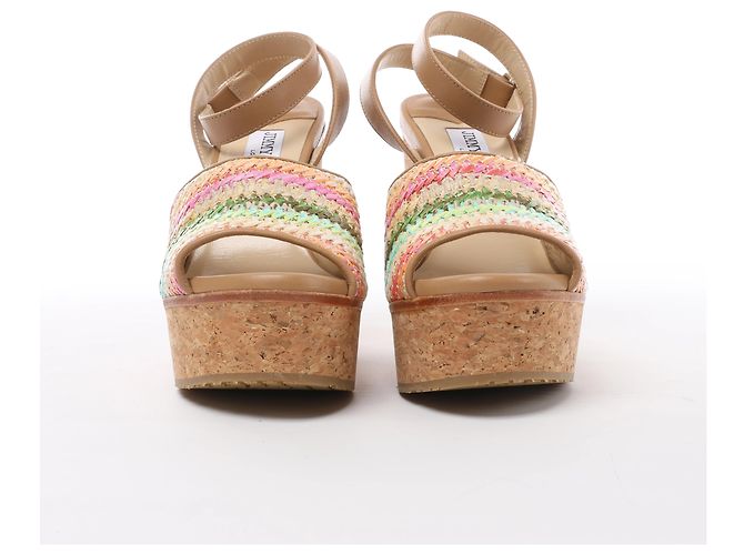Sandali Jimmy Choo Deven in pelle x tessuto, Beige, Taglia EU 37 - vista 4