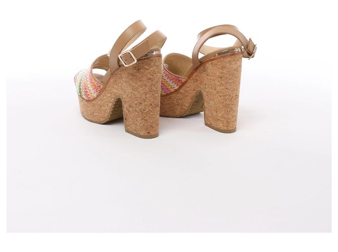 Sandali Jimmy Choo Deven in pelle x tessuto, Beige, Taglia EU 37 - vista 6