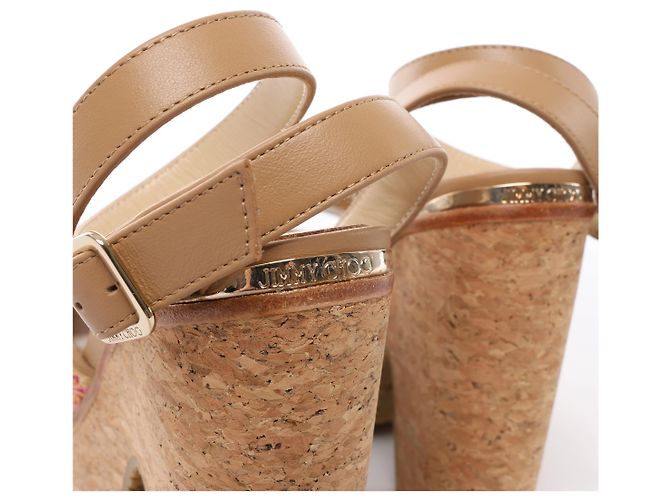 Sandali Jimmy Choo Deven in pelle x tessuto, Beige, Taglia EU 37 - vista 8