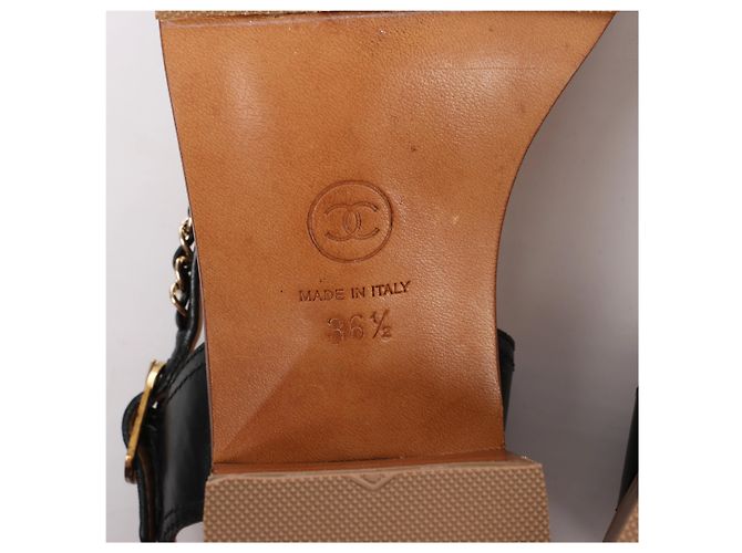 Sandali Chanel Coco Mark in pelle con cinturino a catena Marrone x Nero, Taglia EU 36.5 - vista 10