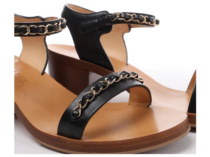 Sandali Chanel Coco Mark in pelle con cinturino a catena Marrone x Nero, Taglia EU 36.5 - vista 12