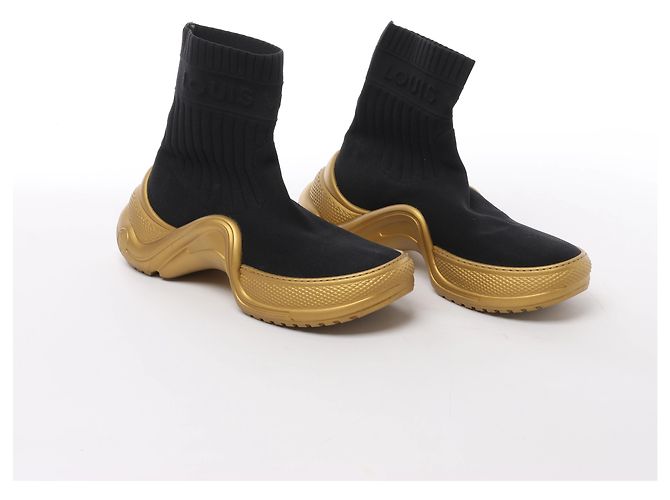Louis Vuitton Archlight Sock High Top Sneaker Black × Gold CL1128, Talla EU 41 - vista 2