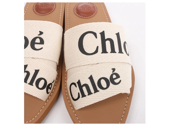 Chloé Sandali Chloe Woody in tessuto Beige 223252, Taglia EU 37 - vista 12