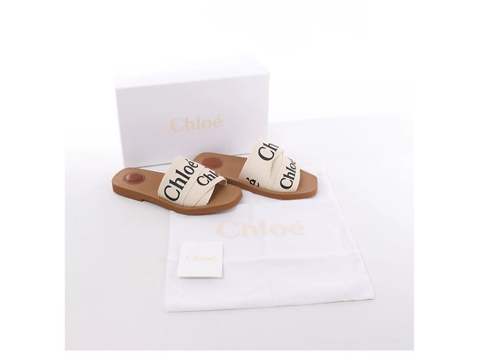 Chloé Sandali Chloe Woody in tessuto Beige 223252, Taglia EU 37 - vista 13