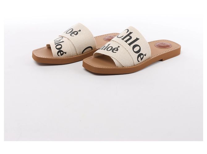 Chloé Sandali Chloe Woody in tessuto Beige 223252, Taglia EU 37 - vista 4