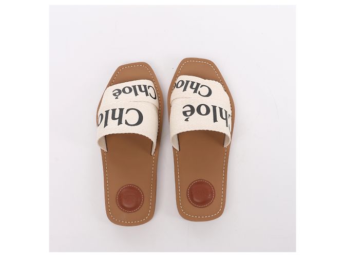 Chloé Sandali Chloe Woody in tessuto Beige 223252, Taglia EU 37 - vista 7